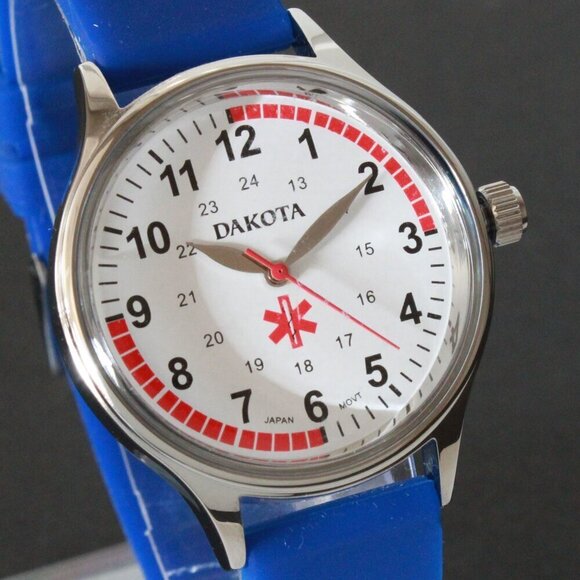 Dakota RN Quartz Nurse Watch Blue Rubber Strap Japanese Movement 35mm - Picture 8 of 13